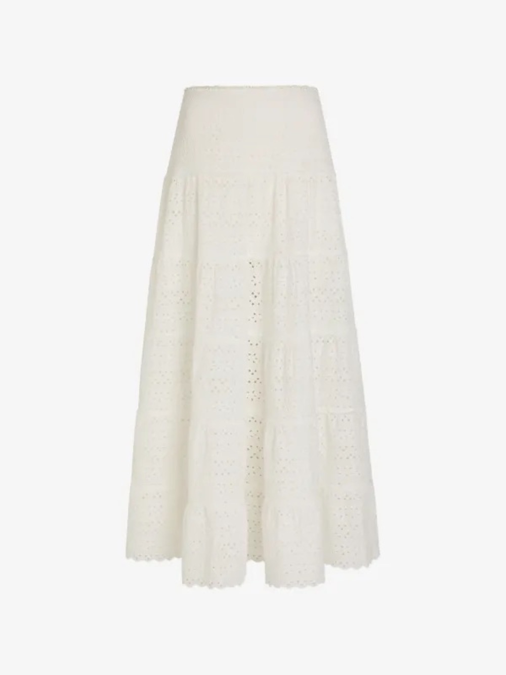 RIXO Ripeka Embroidered Cotton Midi Skirt